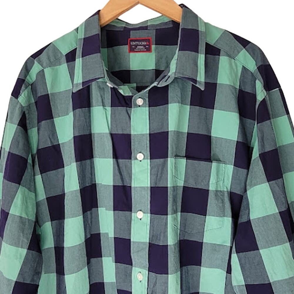 UNTUCKit- Green/blue plaid button up- size XXXLC - Picture 3 of 7